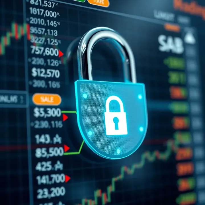 Secure digital padlock symbolizing safety and protection in online trading environments