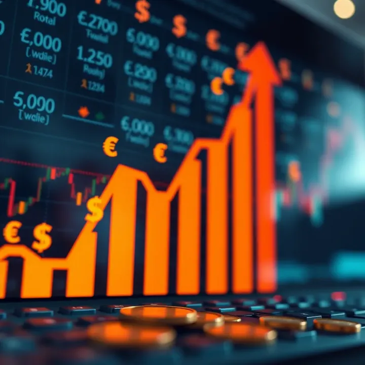 Graph showing forex trading growth in Nigeria with currency symbols and upward trends