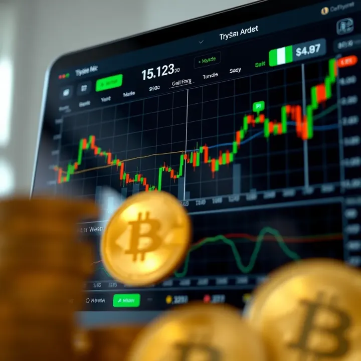 Chart showing cryptocurrency market trends and app interface with Nigerian Naira
