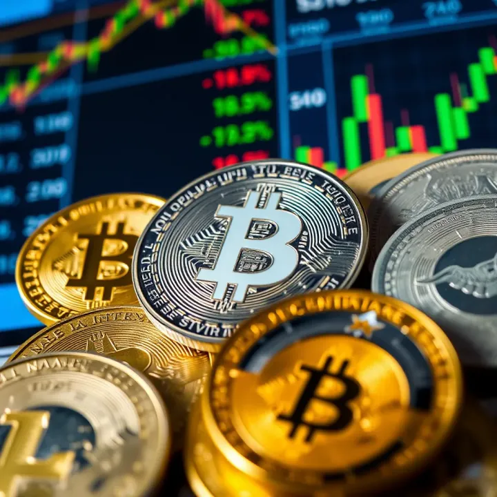Cryptocurrency and Nigerian Naira in Financial Markets Digital representation of various cryptocurrencies with Nigerian Naira symbol