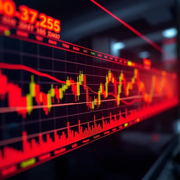 Chart displaying candlestick patterns with technical indicators for forex trading