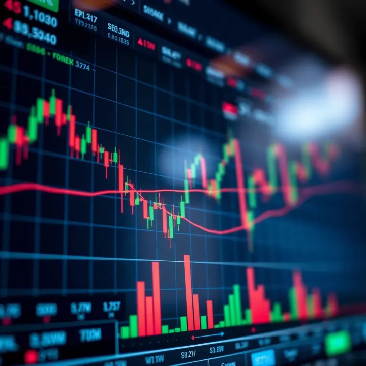 Chart showing currency pair price movements and trend lines in forex trading