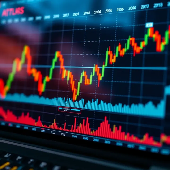 Cryptocurrency Market Trends and Analysis Digital graph showing cryptocurrency market trends and data analysis