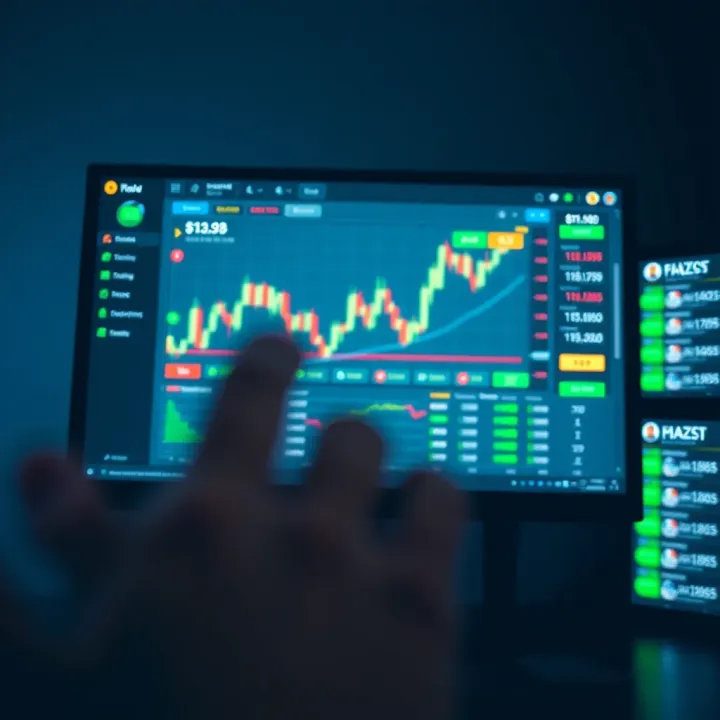 Computer screen displaying forex trading demo account dashboard with currency pairs and charts