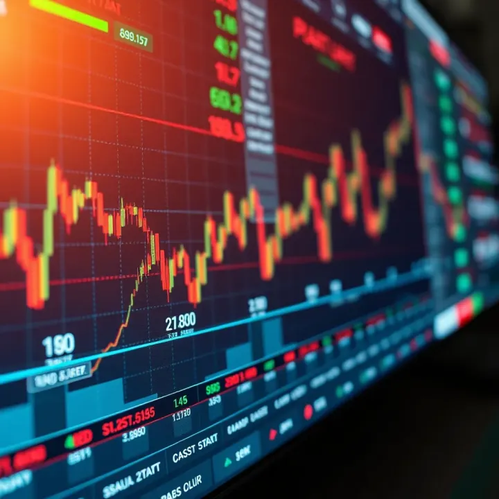 Graph depicting forex market trends with trading platform interface in the background