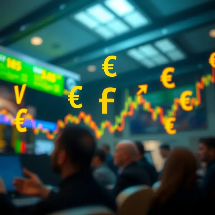 Currency Exchange and Market Dynamics in Forex Trading Illustration of currency exchange symbols connected by arrows representing forex market dynamics