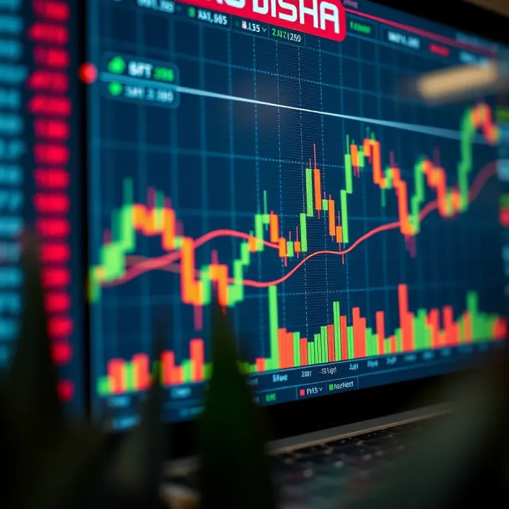 Illustration of a digital chart with candlestick patterns representing forex market analysis