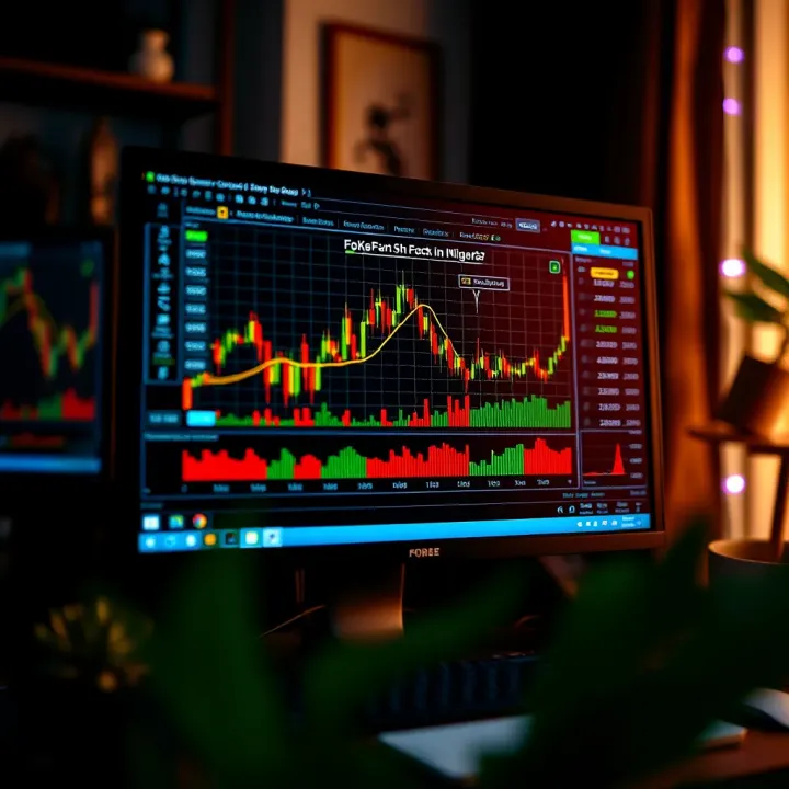Computer screen displaying forex trading platform with charts and data
