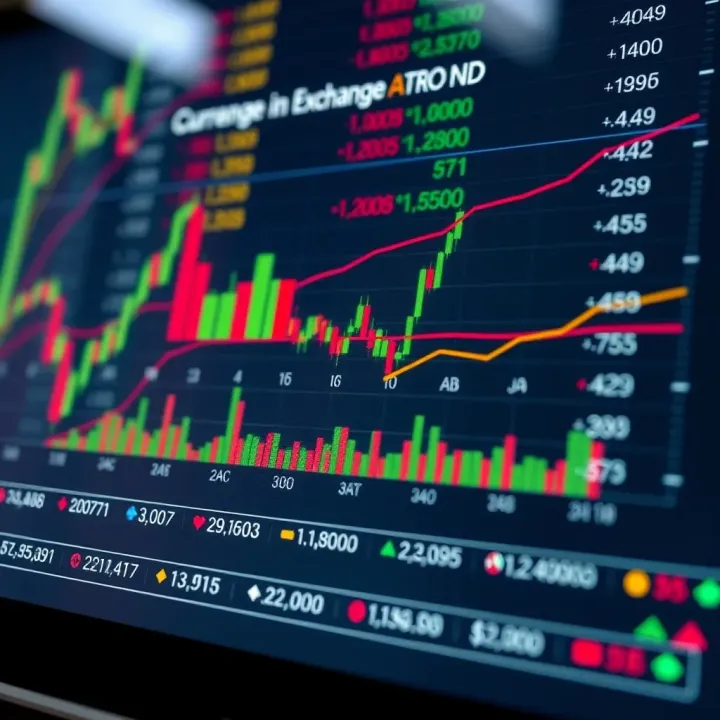 Diagram illustrating currency pairs and exchange rate fluctuations in forex trading