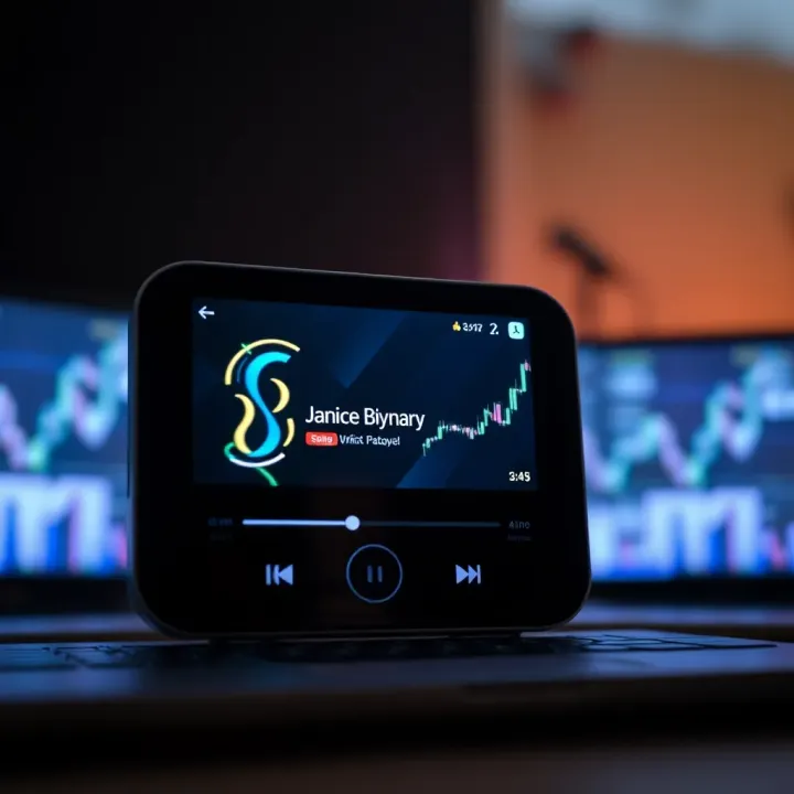 Digital music player displaying Janice Binary song on screen