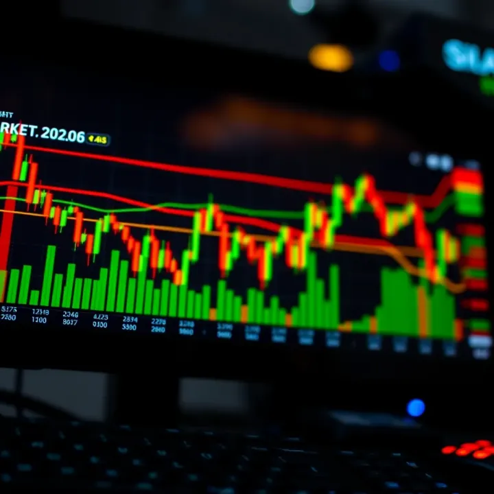 Graphic showing charts and binary options symbolizing market insights and strategies