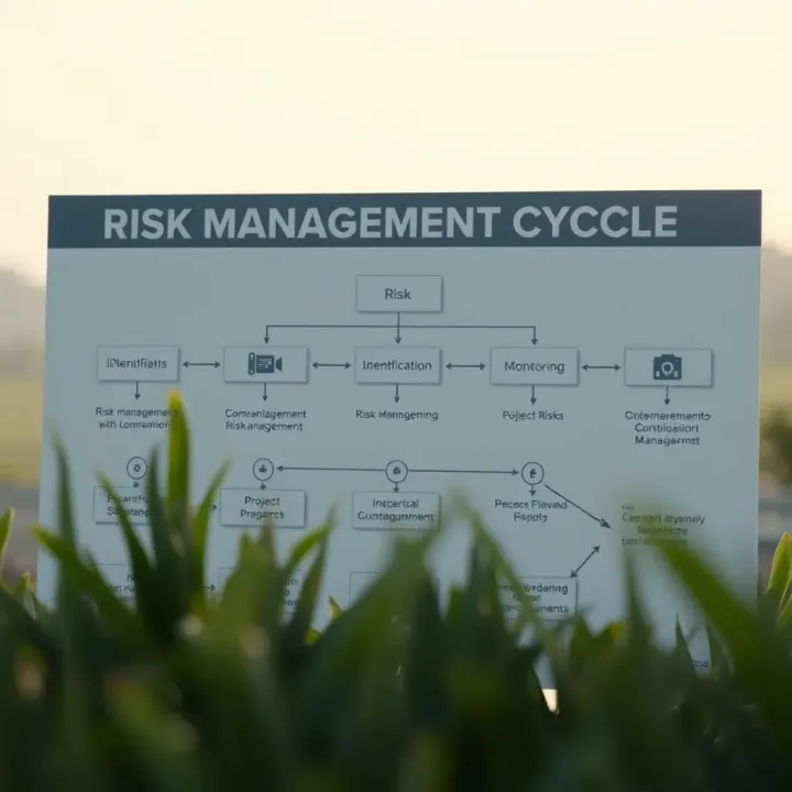 Flowchart illustrating stages of risk management from identification to monitoring in a project setting