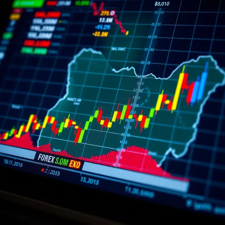 Graph displaying financial market trends with Nigerian map background