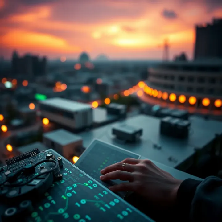 Conceptual graphic showing binary code integration in Nigeria's digital technology