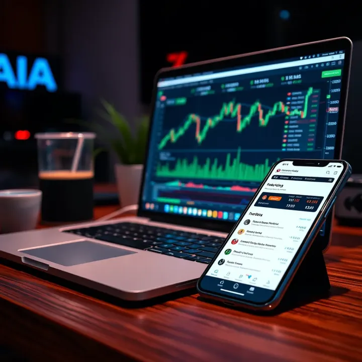 Practical Forex Trading Tools for Risk Management and Strategy Application Laptop and smartphone showing forex trading platform and risk management tools