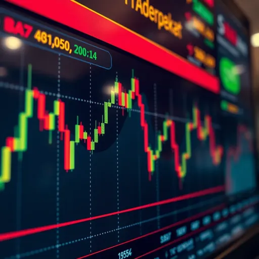 Currency Exchange Rate Trends in Forex Trading Diagram showing currency exchange rates with upward and downward trends on a digital chart