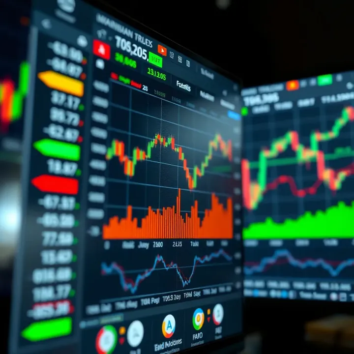Screenshot of forex trading software interface displaying various currency pairs and technical indicators