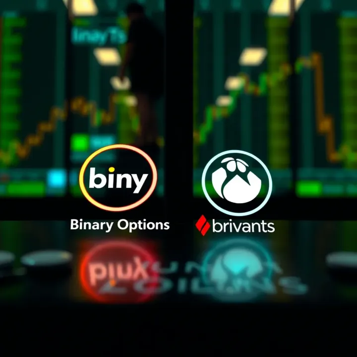 Authentic binary options platform logos contrasted with misleading branding examples