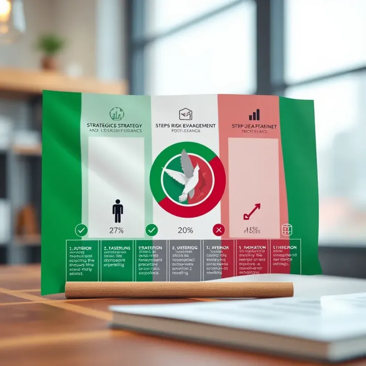 Illustration of business strategy chart with risk assessment icons and Nigerian flag colors