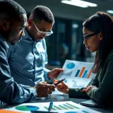 Business team analyzing charts and graphs to identify potential risks in Nigerian market