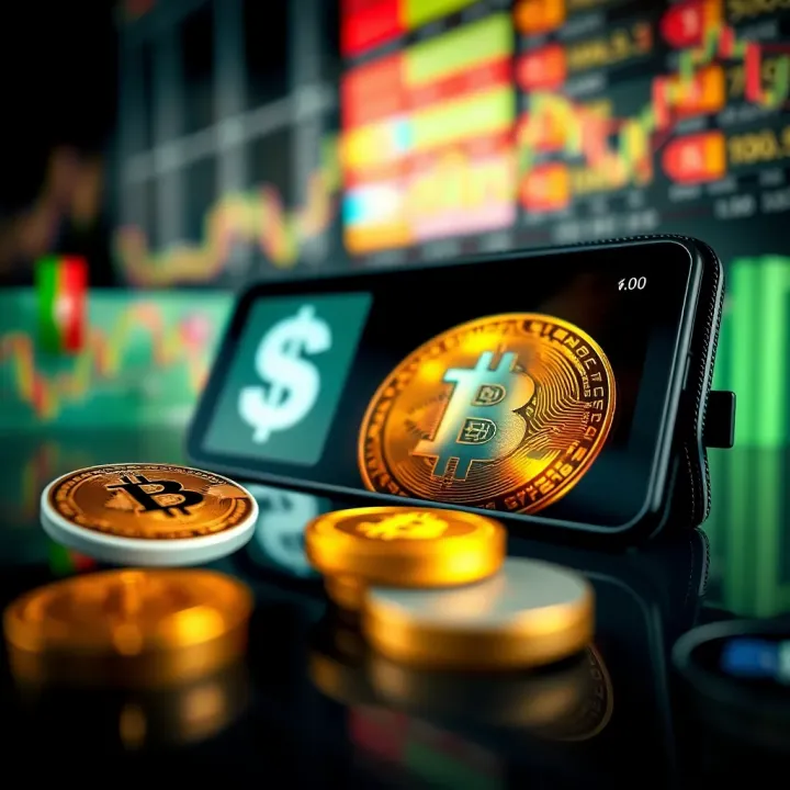 Illustration of a digital wallet with Nigerian currency symbols and crypto icons