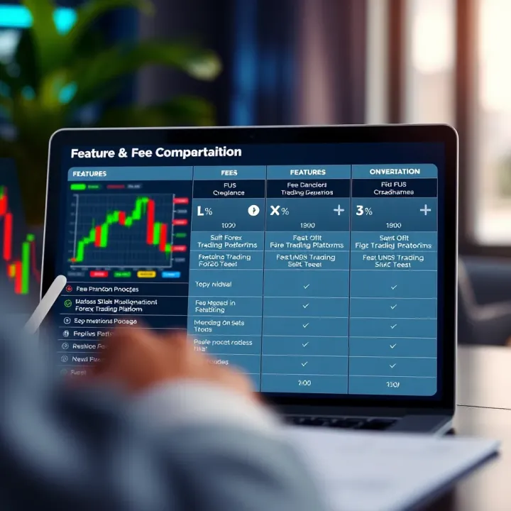 Comparison chart highlighting features and fees of leading forex trading sites in Nigeria