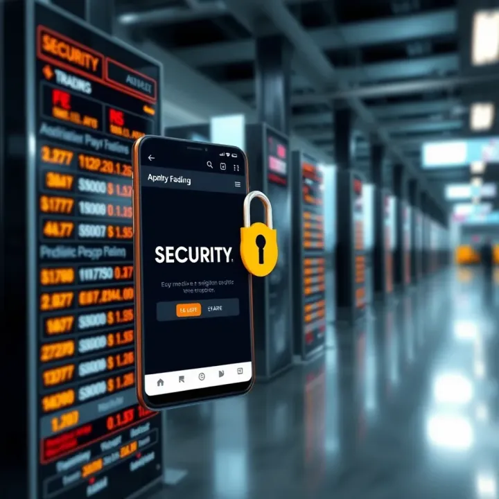 Security features interface in the ABR trading app highlighting encryption and user authentication