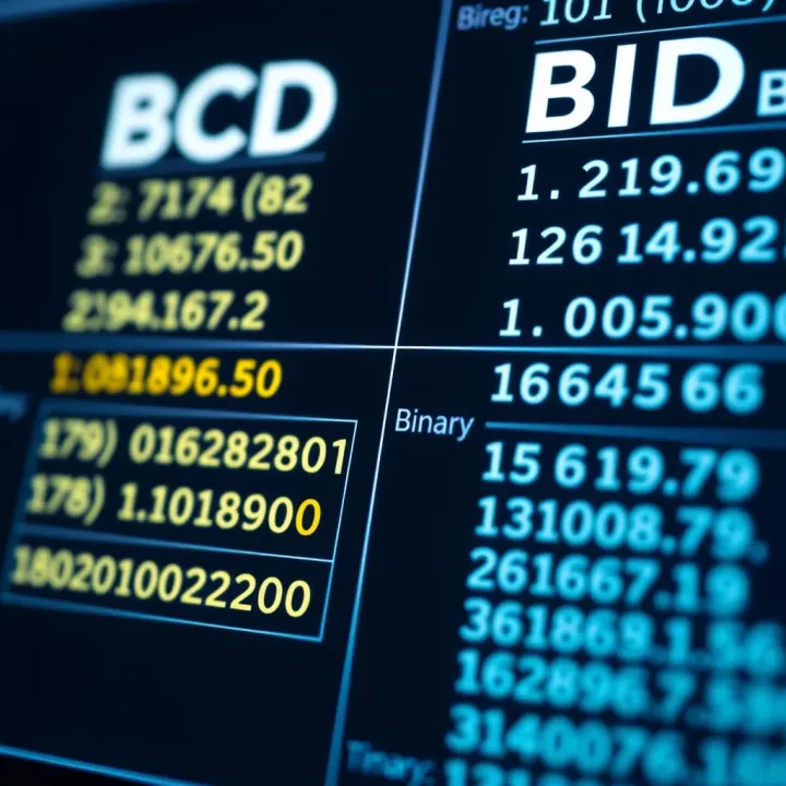 Comparison Between BCD and Binary Numeral Systems Comparison chart showing differences between Binary Coded Decimal and pure binary numeral systems
