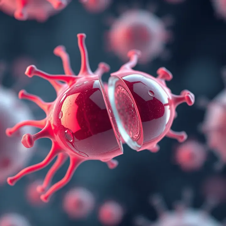 Microscopic view of bacteria undergoing binary fission showing cell division