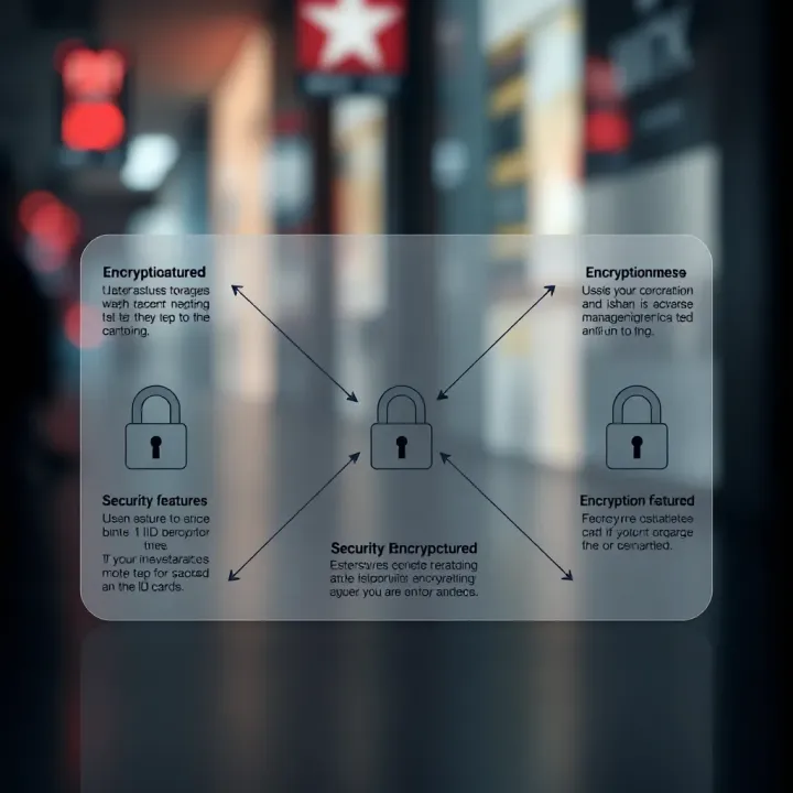 Diagram illustrating security features and encryption methods of binary ID cards