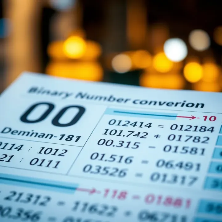 Binary and Decimal Number Conversion Guide Visual representation showing conversion between binary and decimal number systems