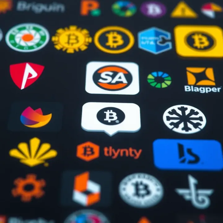 Various binary options logos showcasing distinct design elements like color, shapes, and symbols