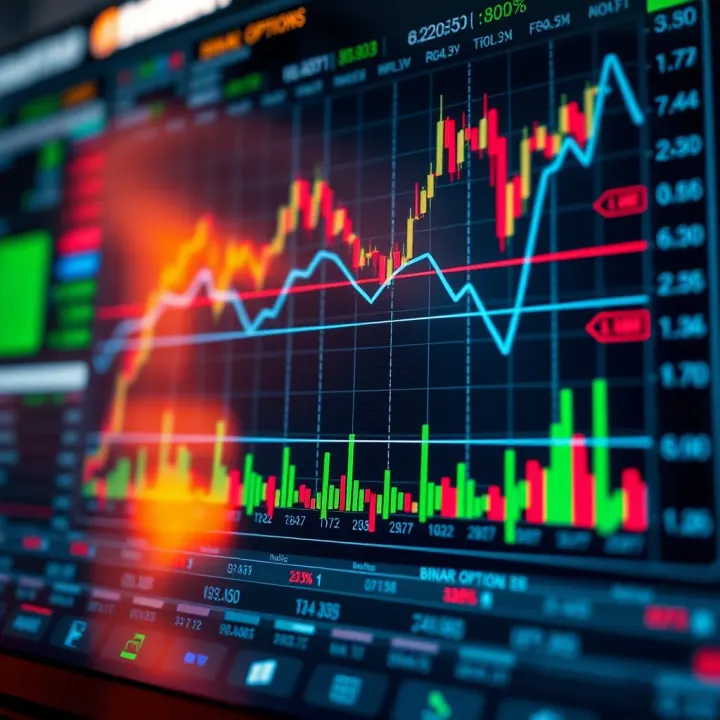 Chart showing upward and downward trends in financial trading