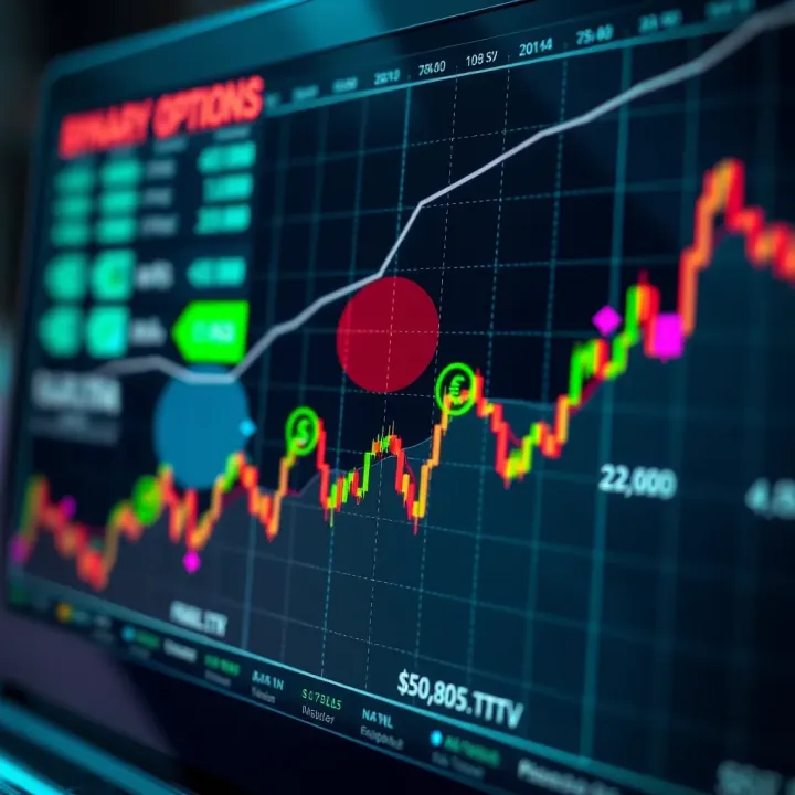 Graph depicting the fluctuations in binary options trading market in Nigeria with currency symbols and trend lines