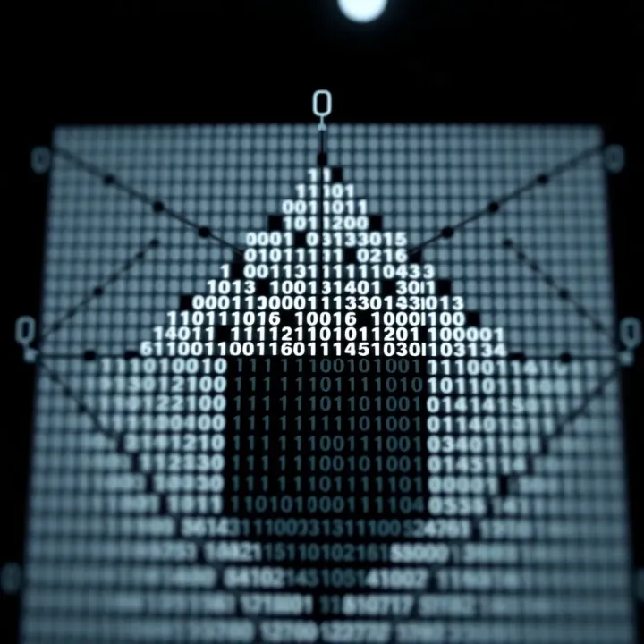 Diagram showing the concept of a binary picture with black and white pixels forming a simple shape