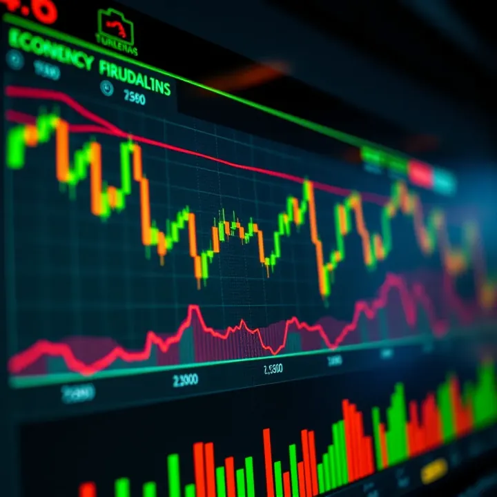 Financial chart displaying currency fluctuations influenced by economic indicators