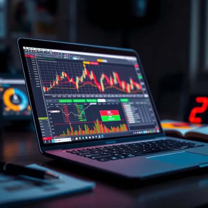 Forex Chart Analysis Tools for Nigerian Traders Open laptop with forex trading charts and indicators displayed on screen