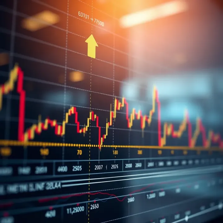 Graph showing currency exchange rates fluctuating over time