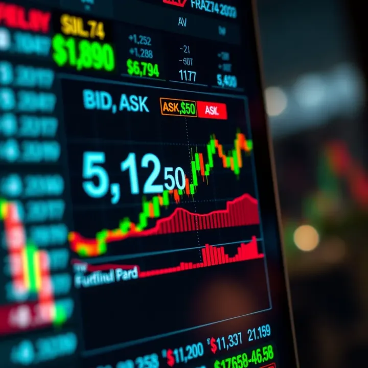 Chart showing currency pair quote with bid and ask prices for forex trading