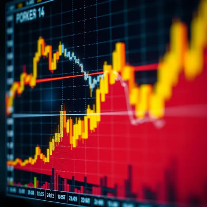 Graph showing forex trading signals with market trends and indicators