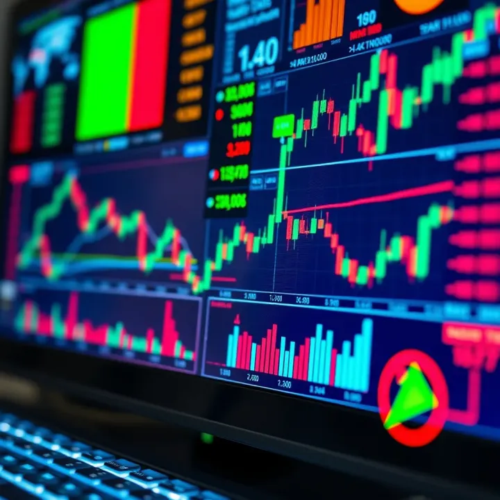 Essential Tools and Risk Management in Forex Trading Collection of forex trading tools including charts, indicators, and risk management symbols on a digital screen