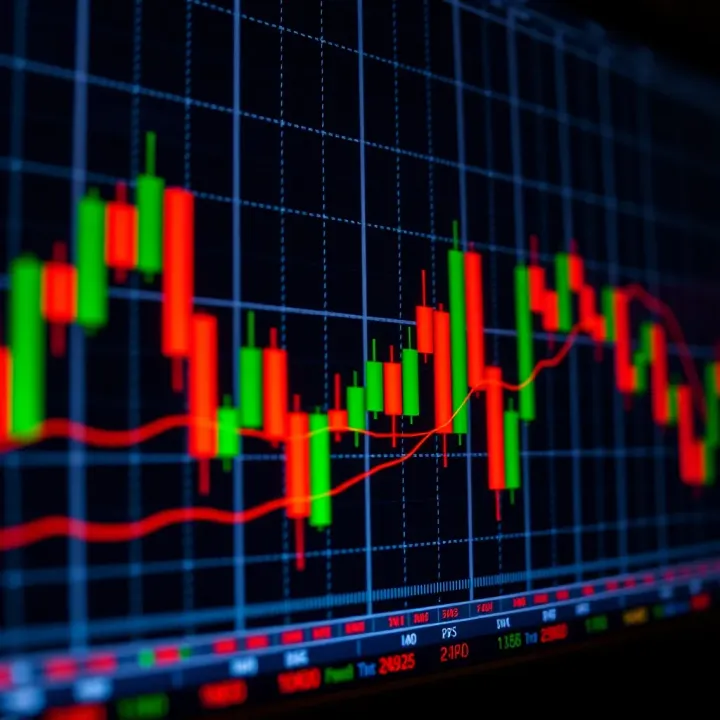 Candlestick chart illustrating bullish and bearish formations for market trend analysis