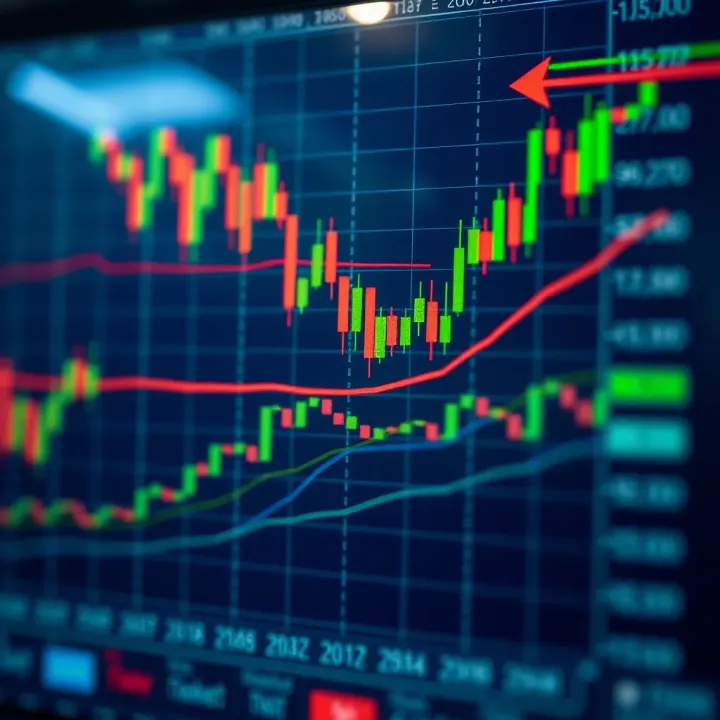 Chart showing various trade patterns such as head and shoulders and double top in a stock market graph