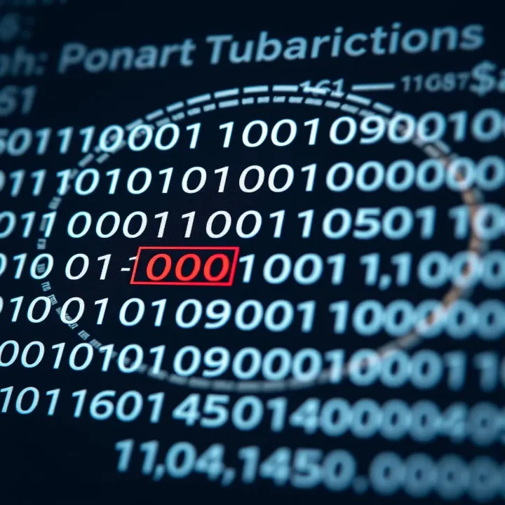 Diagram displaying subtraction of two binary numbers with highlighted bits